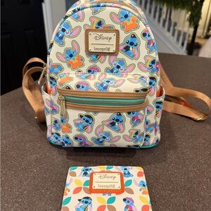 Loungefly Backpack & Matching Wallet- Stitch Design